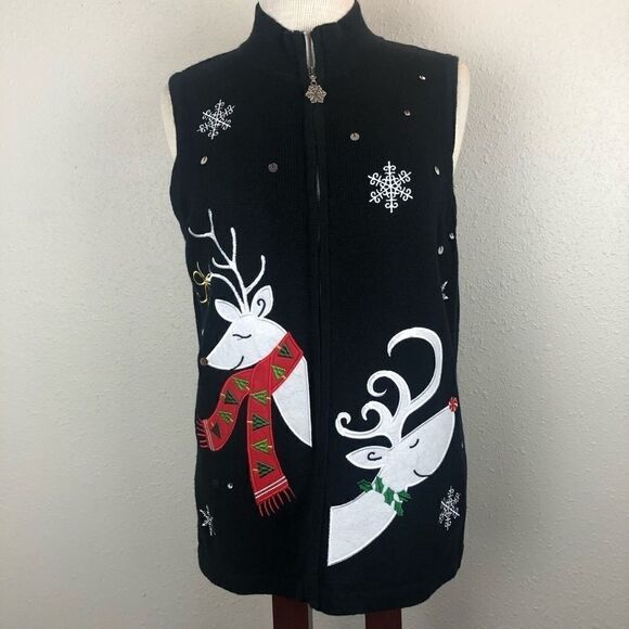 RQT Reindeer Christmas Cardigan Sweater Size L - Picture 1 of 8
